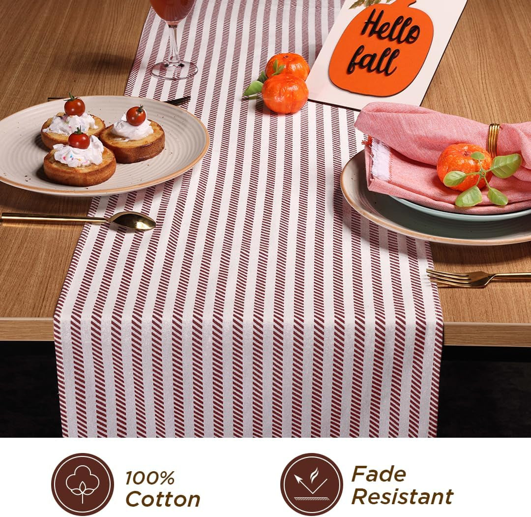 Table Runners | Fall Table Runner 72 Inches Long | 100% Cotton Table Runner for Fall Decor or Boho Decor | Table Runners with Tassles for Dining Room | Thanksgiving Decorations for Home