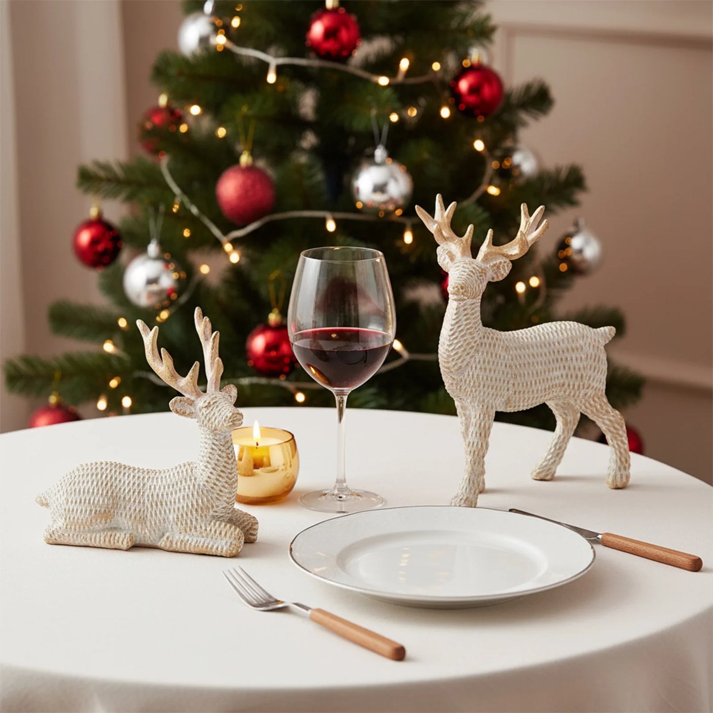 2Pcs Reindeer Christmas Decoration Resin Reindeer Decor for Christmas Table Decor Christmas Figurines