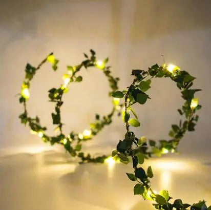 2M LED String Lights with Leaf Garland Decor