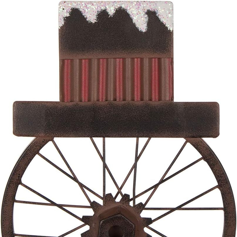 33.98" H Metal Bike Wheel Snowman with Plaid Scarf Hat Porch Decor Metal Bicycle Garden Yard Decor Christmas Indoor Outdoor Decorations