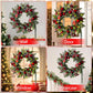 Artificial Christmas Wreaths with Lights,20Inch Christmas Door Wreath with Xmas Balls Berries Pinecones for Wall Fireplace Shop Window Decoration