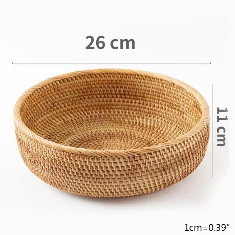 New Handwoven Storage Basket Rattan Storage Tray Wicker Basketbread Fruit Breakfast Tea Picnic Basket Kitchen Storagebasket