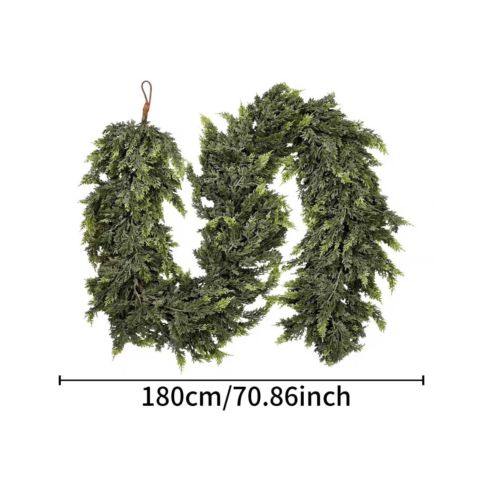Artificial Green Cedar Garland Faux Cedar Needles Garland for Home Fireplace Indoor Outdoor Holiday Party Decoration