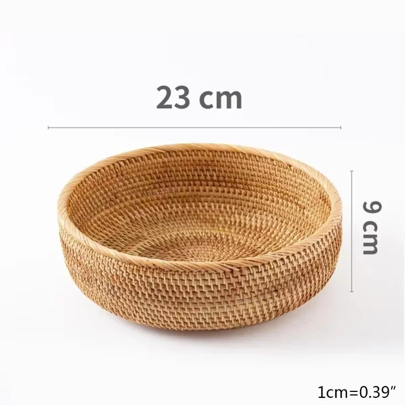 New Handwoven Storage Basket Rattan Storage Tray Wicker Basketbread Fruit Breakfast Tea Picnic Basket Kitchen Storagebasket