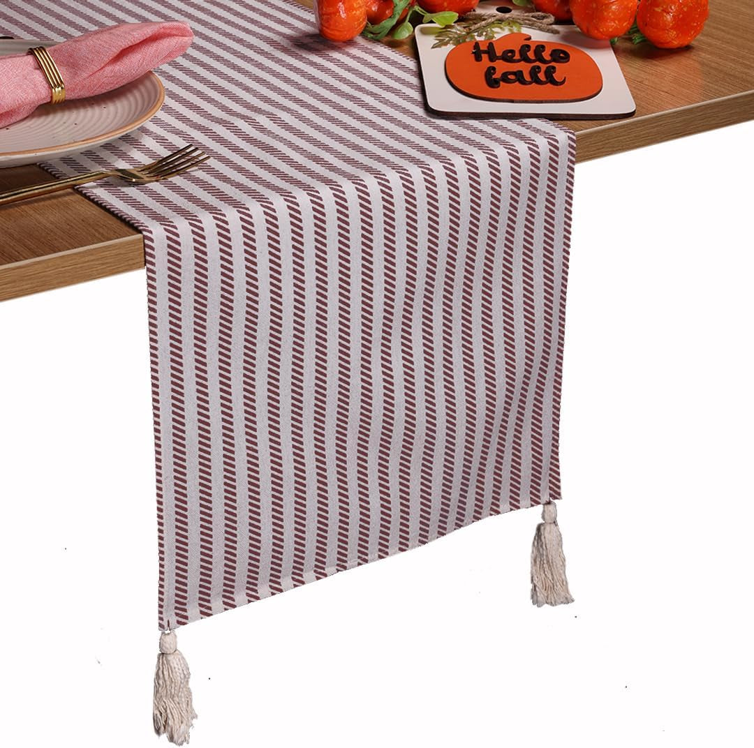 Table Runners | Fall Table Runner 72 Inches Long | 100% Cotton Table Runner for Fall Decor or Boho Decor | Table Runners with Tassles for Dining Room | Thanksgiving Decorations for Home