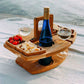 Wooden Outdoor Wine Table Folding Picnic Table with Glass Holder round Desk Wine Glass Rack Collapsible Table for Garden Party