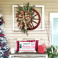 Christmas Wreath Farmhouse Wagon Wheel, Vintage Farmhouse Wreath, Christmas Decorations Wreath for Front Door Window Outdoor Hanging Home Garden Outdoor Decoration Wreath