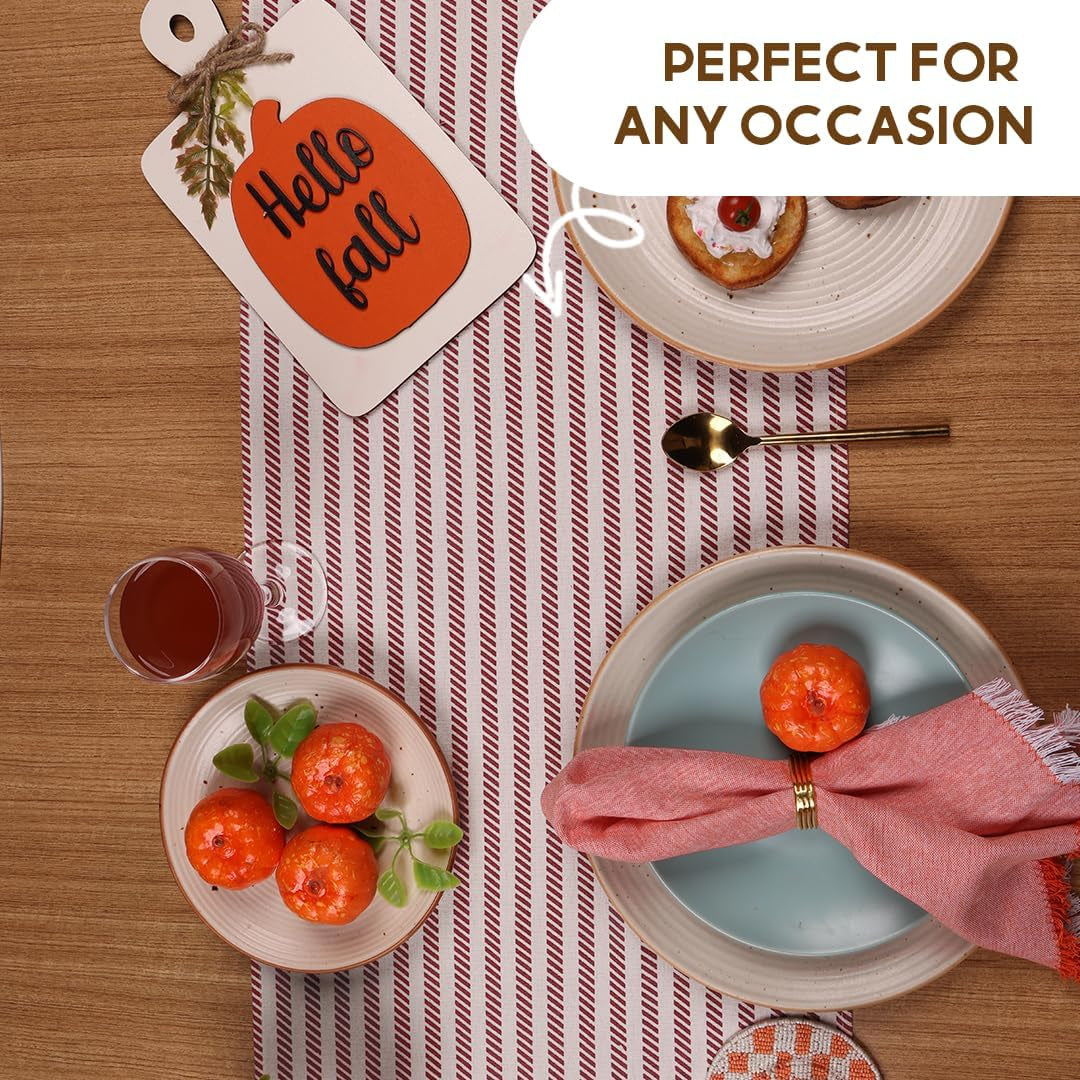 Table Runners | Fall Table Runner 72 Inches Long | 100% Cotton Table Runner for Fall Decor or Boho Decor | Table Runners with Tassles for Dining Room | Thanksgiving Decorations for Home