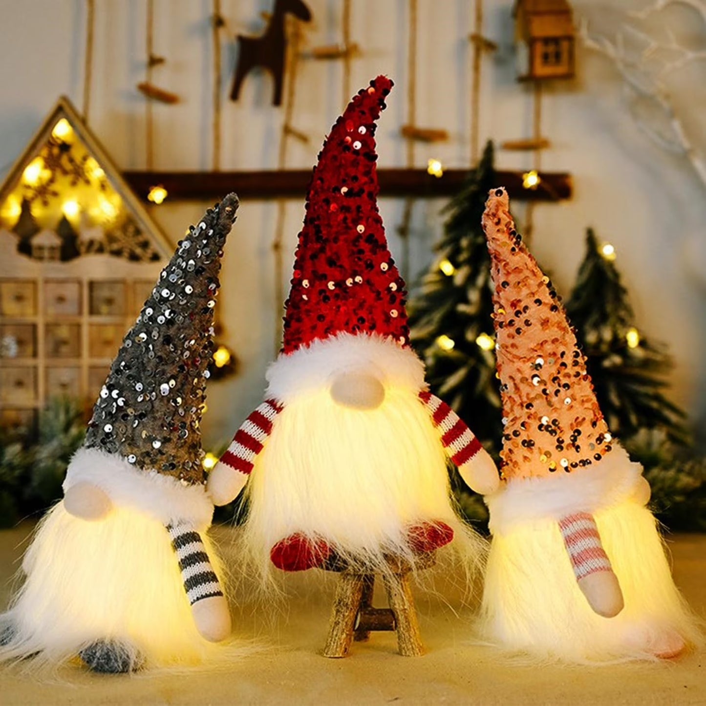 3Pcs LED Lighted Christmas Gnome