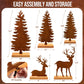 Christmas Tabletop Decorations Indoor, 5Pcs Tree and Reindeer Rustic Christmas Decor