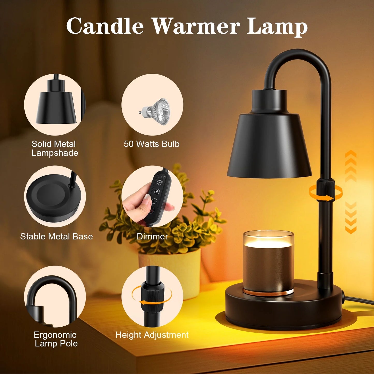 Candle Warmer Lamp with Timer and Dimmer - Electric Candle Lamp Warmer with 2 Bulbs for Jar Candles - Present for Mom Mother'S Day Christmas Home Decor