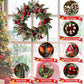 Artificial Christmas Wreaths with Lights,20Inch Christmas Door Wreath with Xmas Balls Berries Pinecones for Wall Fireplace Shop Window Decoration