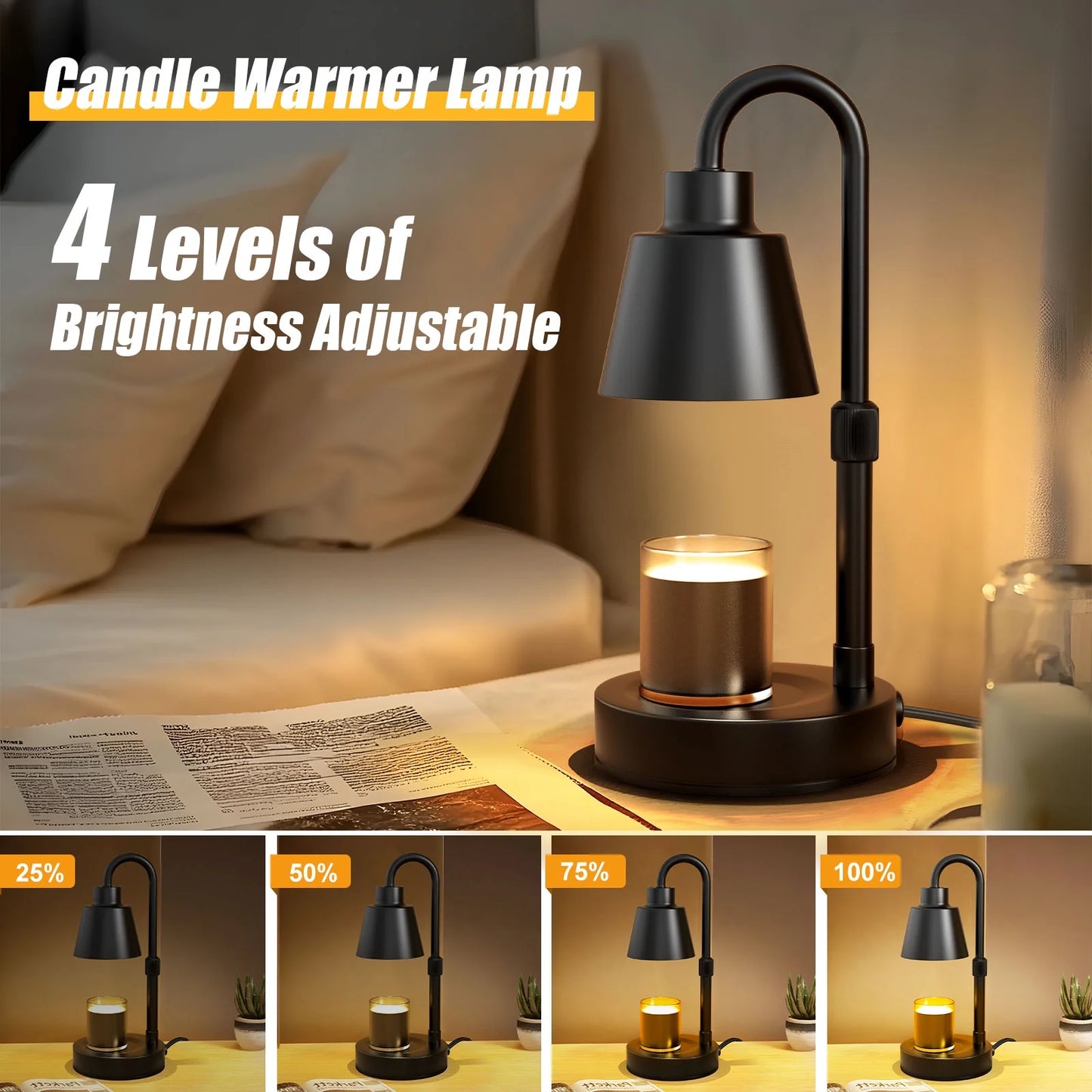 Candle Warmer Lamp with Timer and Dimmer - Electric Candle Lamp Warmer with 2 Bulbs for Jar Candles - Present for Mom Mother'S Day Christmas Home Decor
