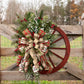 Christmas Wreath Farmhouse Wagon Wheel, Vintage Farmhouse Wreath, Christmas Decorations Wreath for Front Door Window Outdoor Hanging Home Garden Outdoor Decoration Wreath