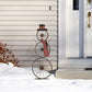 33.98" H Metal Bike Wheel Snowman with Plaid Scarf Hat Porch Decor Metal Bicycle Garden Yard Decor Christmas Indoor Outdoor Decorations
