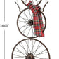 33.98" H Metal Bike Wheel Snowman with Plaid Scarf Hat Porch Decor Metal Bicycle Garden Yard Decor Christmas Indoor Outdoor Decorations