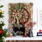 Christmas Wreath Farmhouse Wagon Wheel, Vintage Farmhouse Wreath, Christmas Decorations Wreath for Front Door Window Outdoor Hanging Home Garden Outdoor Decoration Wreath