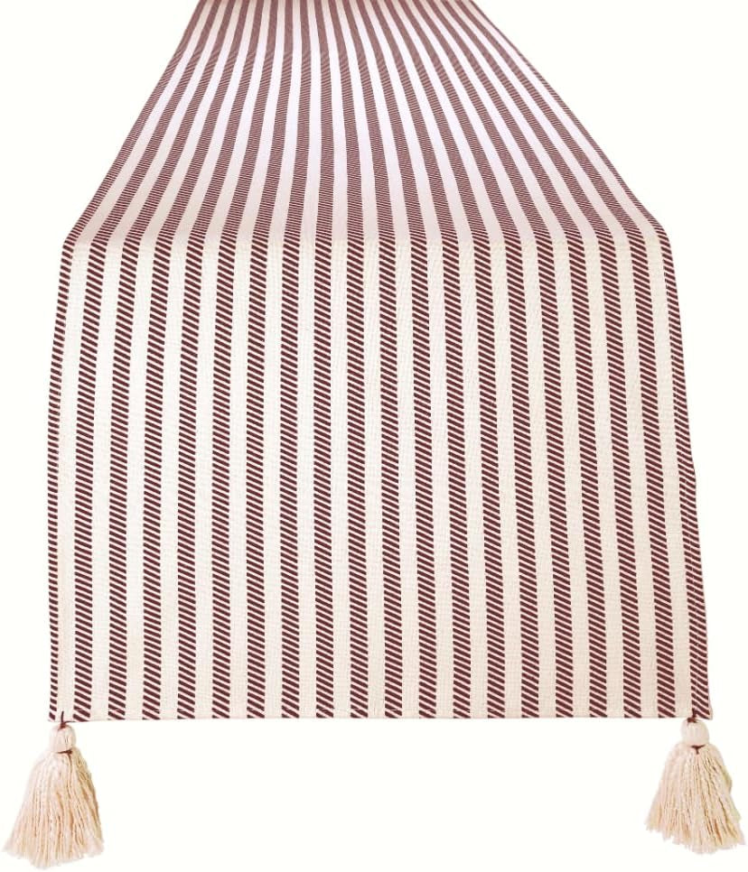 Table Runners | Fall Table Runner 72 Inches Long | 100% Cotton Table Runner for Fall Decor or Boho Decor | Table Runners with Tassles for Dining Room | Thanksgiving Decorations for Home