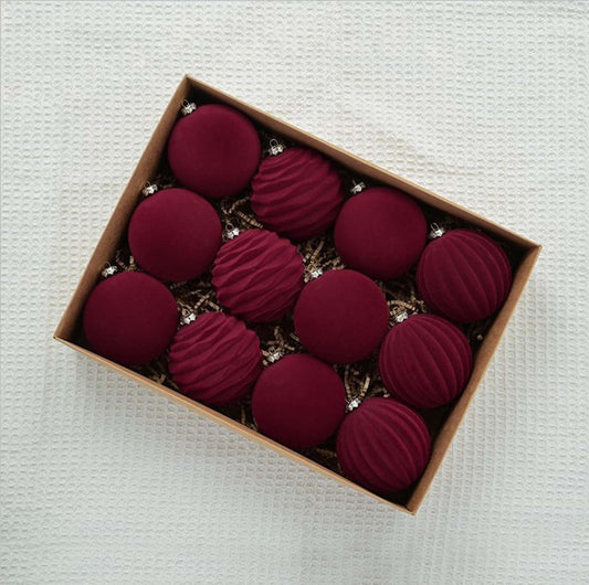 Red Velvet Christmas Ornaments, 12Pcs Large Christmas Ornaments for Tree Christmas Balls Ornaments Xmas Christmas Tree Decorations 60Mm/2.36" Christmas Ornament Balls For