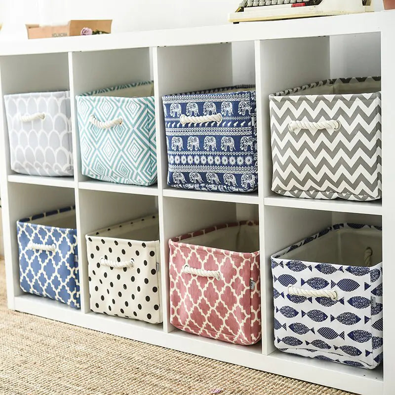 Fabric Storage Box - Foldable Cotton Linen Organizer