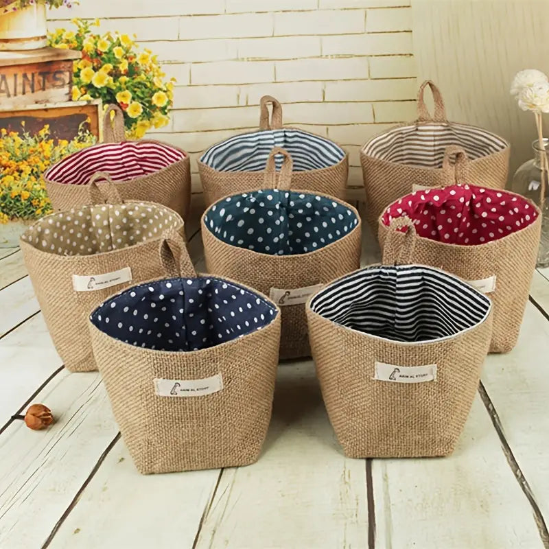 Stylish Cotton Linen Hanging Storage Basket for Home