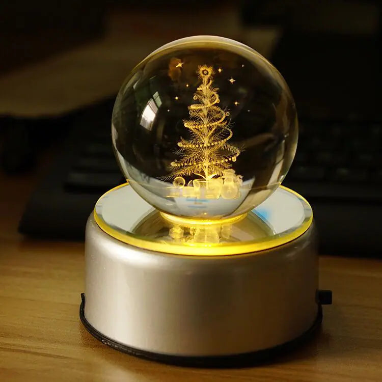 3D Moon Crystal Ball with Rotating Design, 70MM