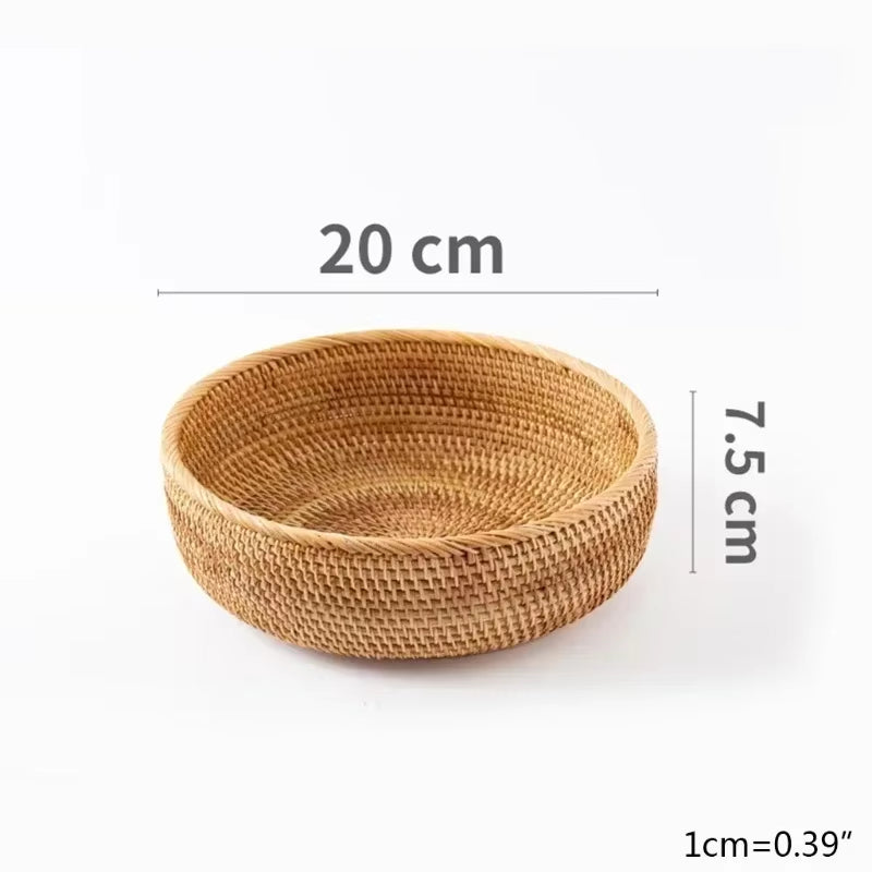 New Handwoven Storage Basket Rattan Storage Tray Wicker Basketbread Fruit Breakfast Tea Picnic Basket Kitchen Storagebasket