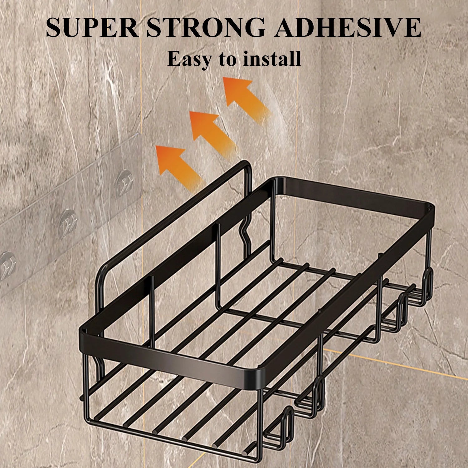 6 PCS Shower Caddy, No Drilling Bathroom Organizer with Soap Holder, Adhesive Bathroom Caddy, Black