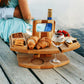Wooden Outdoor Wine Table Folding Picnic Table with Glass Holder round Desk Wine Glass Rack Collapsible Table for Garden Party