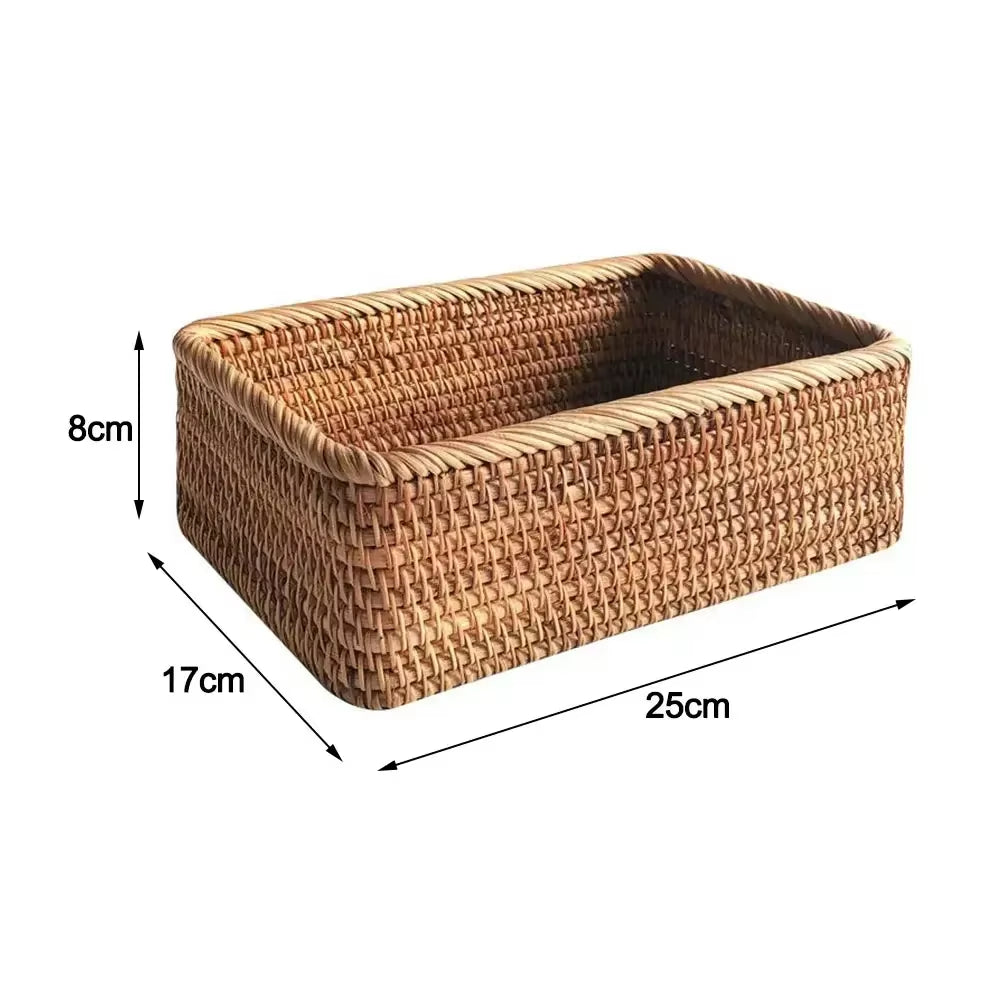 New Handwoven Storage Basket Rattan Storage Tray Wicker Basketbread Fruit Breakfast Tea Picnic Basket Kitchen Storagebasket