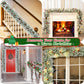 9Ft Pre-Lit Snow Flocked Christmas Garland with LED Lights W/ 8 Modes & Timer for Outdoor Indoor Xmas Decoration Fireplace Stairs Doorway Railings Decor, Battery Operated