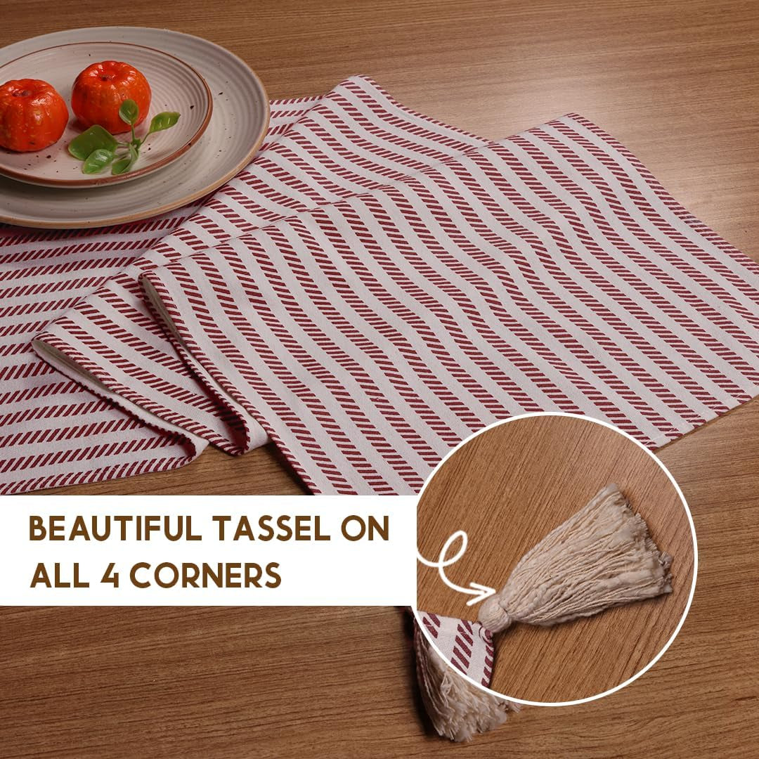 Table Runners | Fall Table Runner 72 Inches Long | 100% Cotton Table Runner for Fall Decor or Boho Decor | Table Runners with Tassles for Dining Room | Thanksgiving Decorations for Home