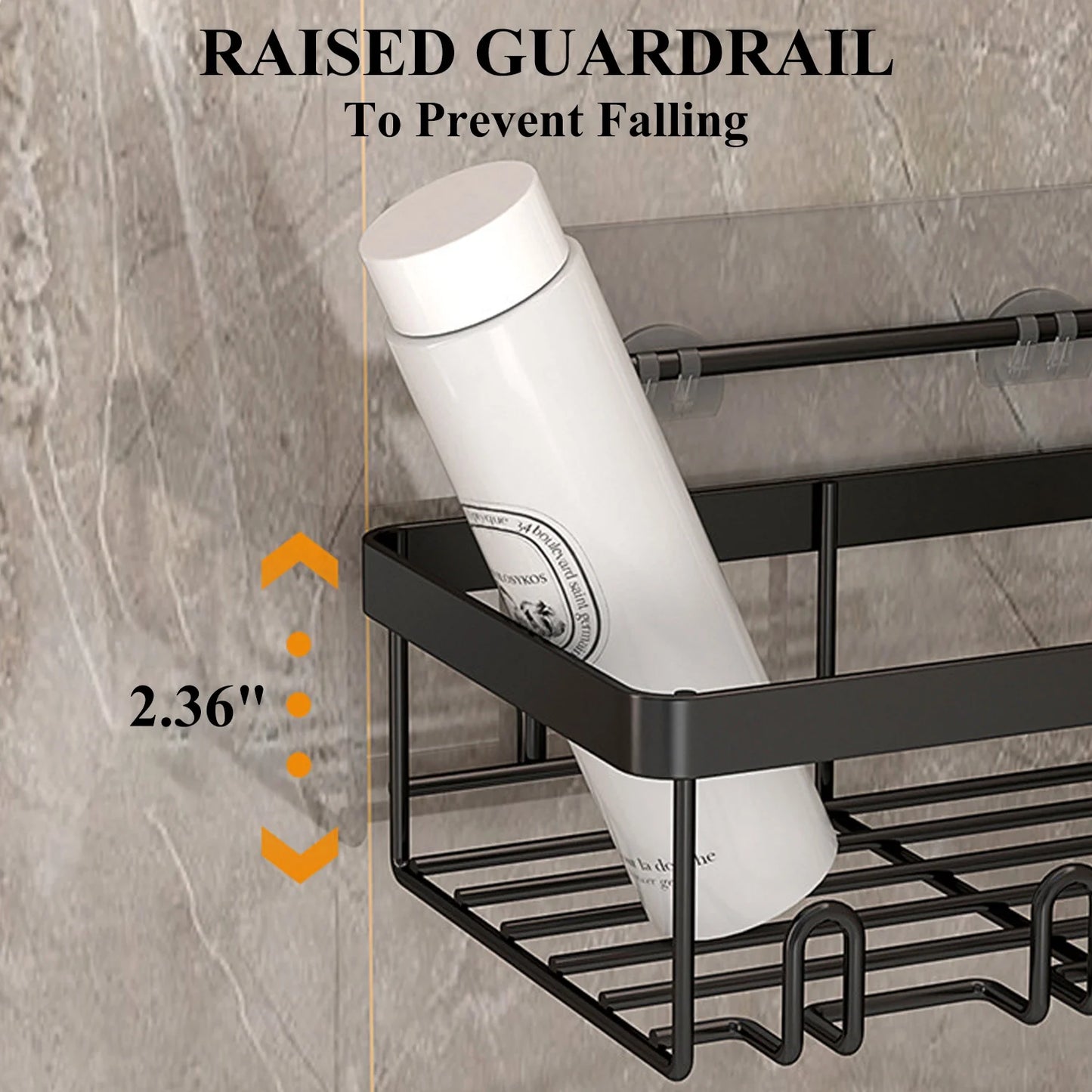 6 PCS Shower Caddy, No Drilling Bathroom Organizer with Soap Holder, Adhesive Bathroom Caddy, Black