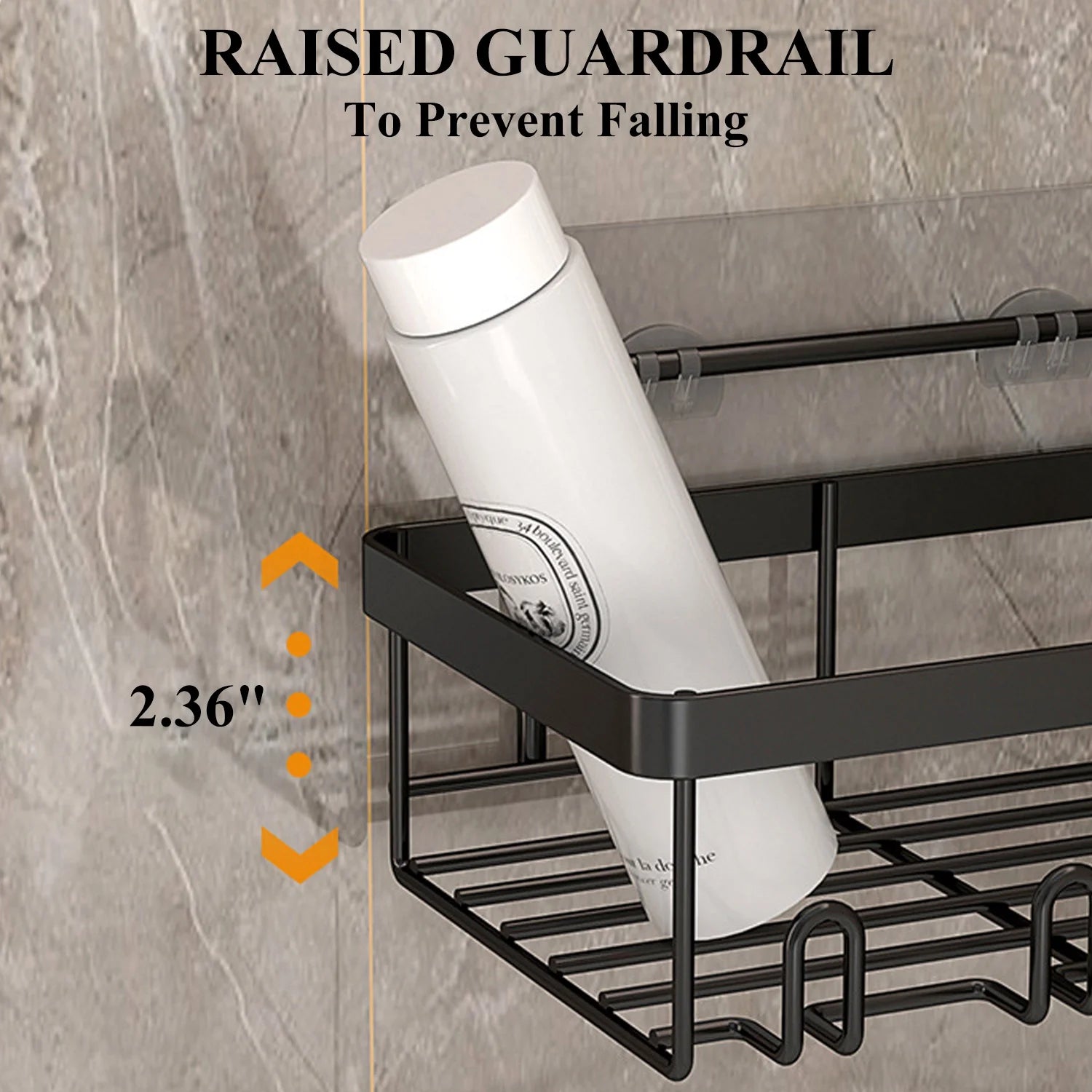 6 PCS Shower Caddy, No Drilling Bathroom Organizer with Soap Holder, Adhesive Bathroom Caddy, Black