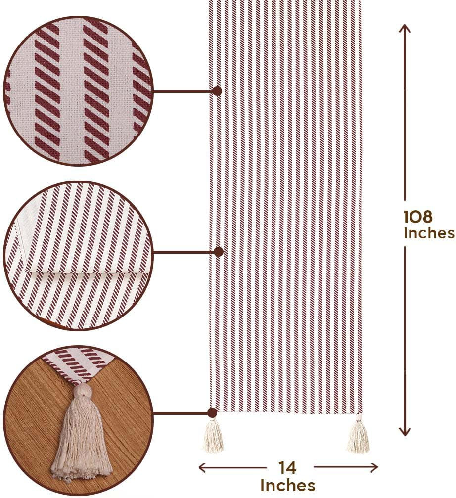 Table Runners | Fall Table Runner 72 Inches Long | 100% Cotton Table Runner for Fall Decor or Boho Decor | Table Runners with Tassles for Dining Room | Thanksgiving Decorations for Home