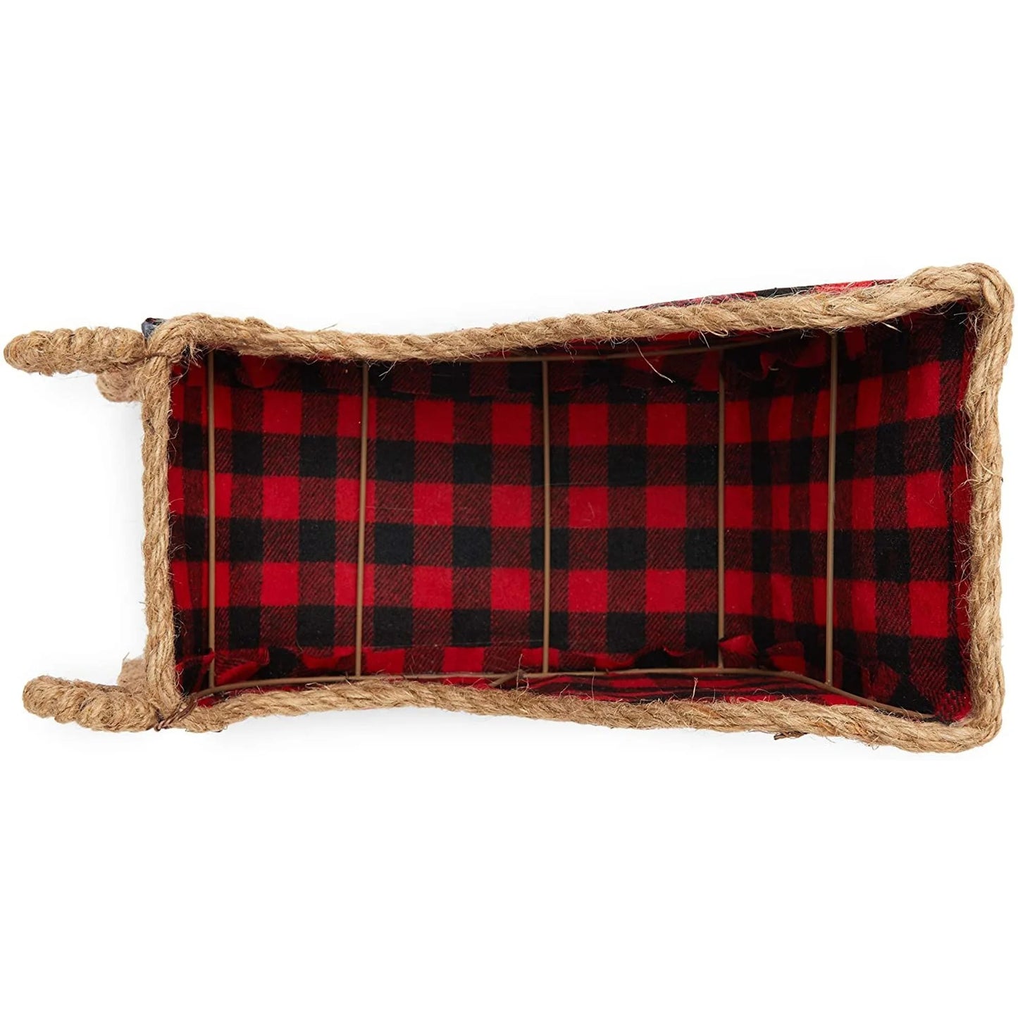 Small Santa Claus Christmas Sleigh Decoration, Red Buffalo Plaid Table Centerpiece for Holiday Decor (11 X 5 X 7.8 In)