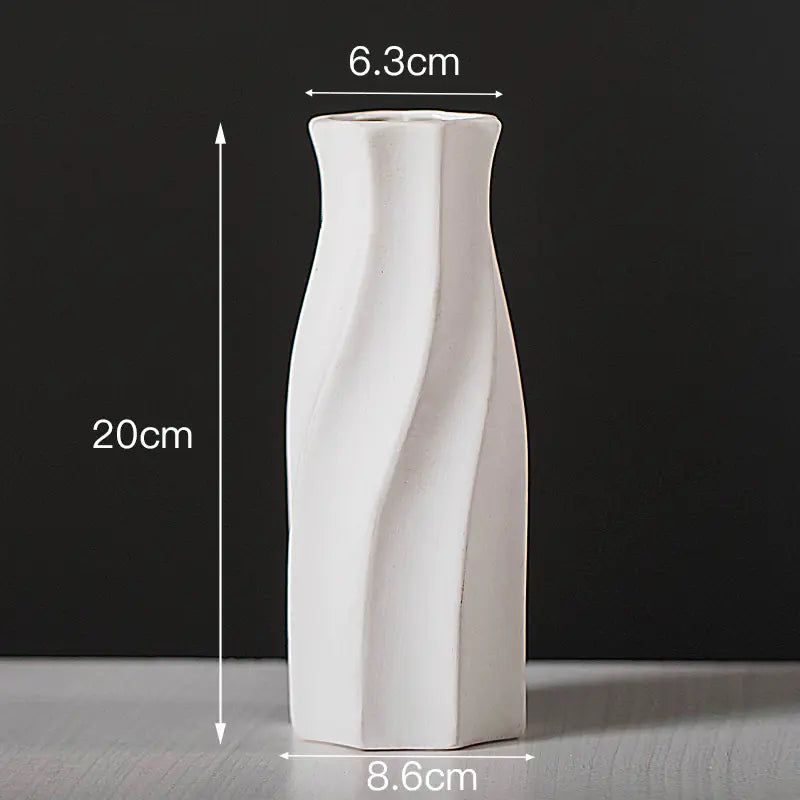 Modern Minimalist White Ceramic Flower Vase for Decor