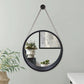 Americanflat 16" Round Mirror with Strap - Hanging Mirror with Durable Frame - Modern Mirror for Bathroom Bedroom Living Room - Mirrors for Wall Display and Home Decor - Black