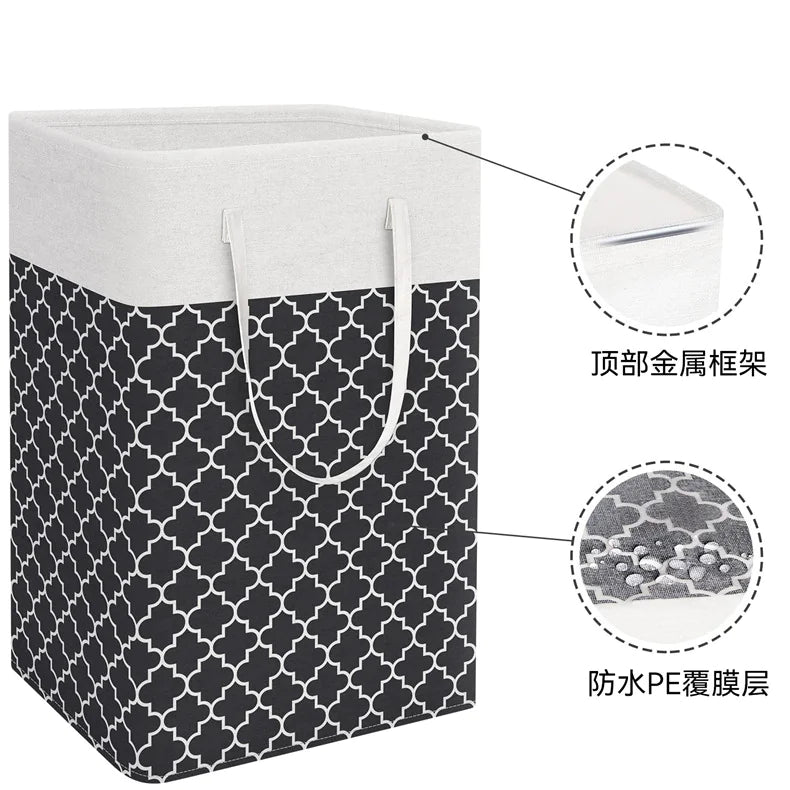Large Foldable Striped Laundry Basket