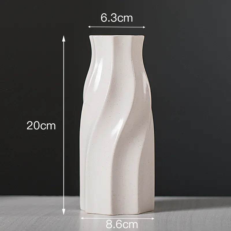 Modern Minimalist White Ceramic Flower Vase for Decor