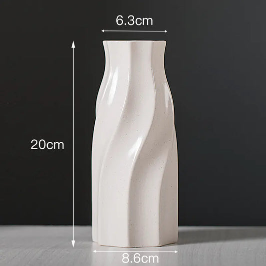 Modern Minimalist White Ceramic Flower Vase for Decor