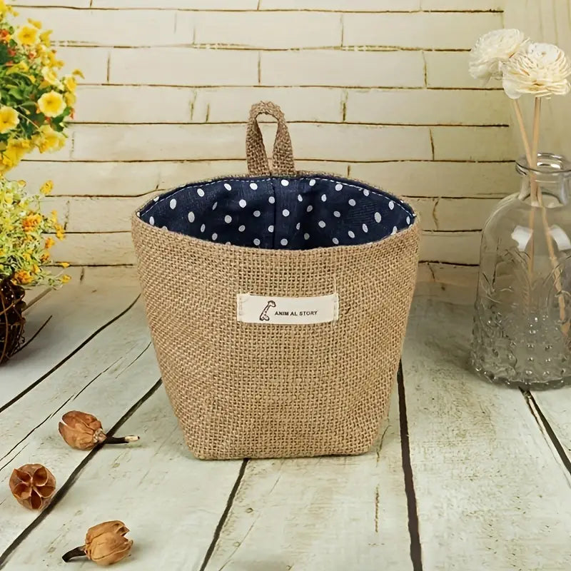 Stylish Cotton Linen Hanging Storage Basket for Home