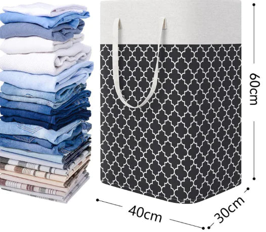 Large Foldable Striped Laundry Basket